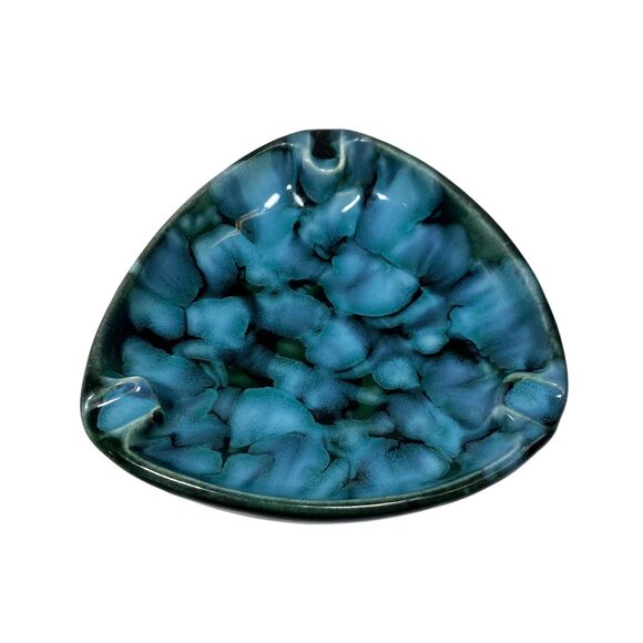Vintage Dryden Ashtray Coin Key Dish Art Pottery Blue Green Atomic Space Age - Picture 1 of 5